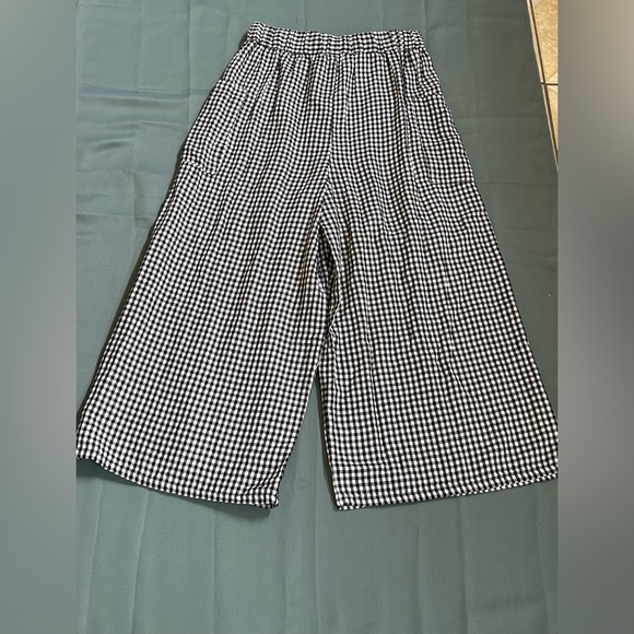 Free People East Side Trouser Wide Leg Pants Black White Check Size L NWOT - Picture 6 of 7